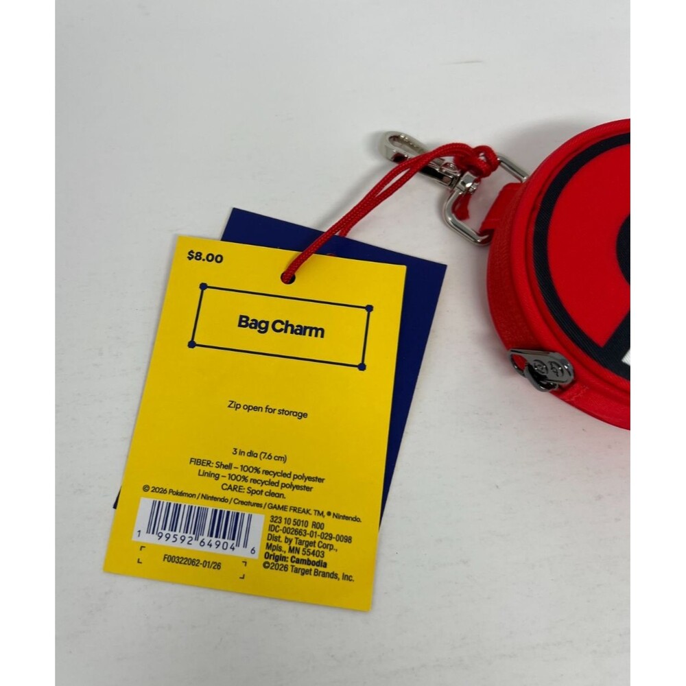 Pokemon x Target PokeBall Red Bag Charm Target 30th Anniversary - Picture 5 of 6
